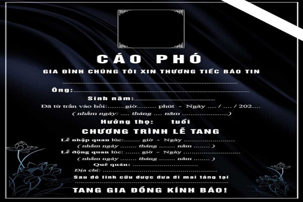 Cáo phó nên được kiểm tra kỹ trước khi in ấn