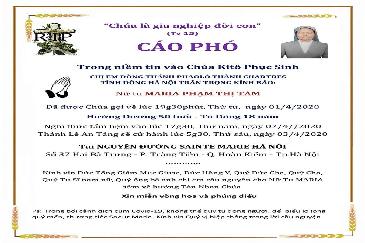 Cáo phó theo đạo Công giáo