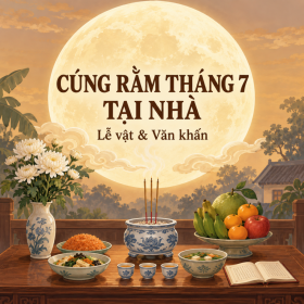 Cúng rằm tháng 7 tại nhà: Chuẩn bị lễ vật & Bài văn khấn chuẩn nhất