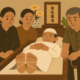 Tại sao người chết phải buộc chân tay?