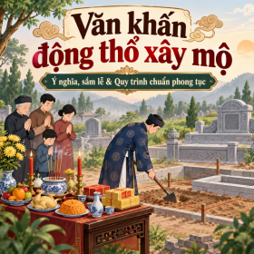 Văn khấn động thổ xây mộ: Ý nghĩa, sắm lễ & Quy trình chuẩn phong tục